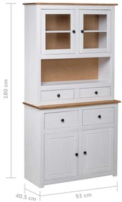 vidaXL Μπουφές Λευκός 93 x 40,5 x 180 εκ. από Ξύλο Πεύκου Σειρά Panama