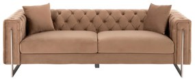 ΚΑΝΑΠΕΣ τ.CHESTERFIELD MOBAR  ΜΠΕΖ ΒΕΛΟΥΔΟ-ΜΕΤΑΛΛΙΚΑ ΠΟΔΙΑ 212x87x68Υεκ