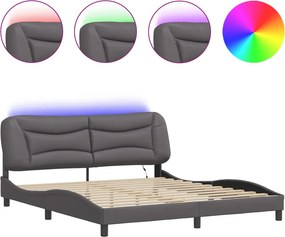 vidaXL Πλαίσιο κρεβατιού με LED χωρίς στρώμα Hvar Γκρι 180x200 εκ.