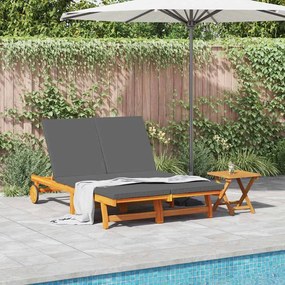 vidaXL Ξαπλώστρα 2-πρόσωπο Καφέ 125 x 200 x 84 εκ. Μασίφ ξύλο ακακίας