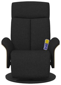 vidaXL Πολυθρόνα Μασάζ Ανακλινόμενη με Υποπόδιο Μαύρη Υφασμάτινη