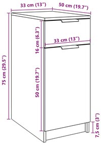 Ντουλάπι Γραφείου Artisan Δρυς 33x50x75 εκ. Επεξεργασμένο Ξύλο - Καφέ