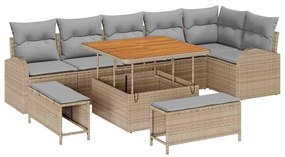 vidaXL Σετ Καναπέ Κήπου 9 pcs Μπεζ, Ανοιχτό Γκρι 100 x 100 x 71 cm