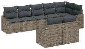 vidaXL Σετ Καναπέ με μαξιλάρι 8 pcs Γκρι συνθετικό ρατάν
