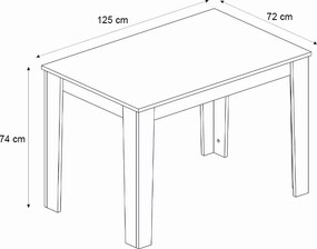 Τραπέζι Darlen Megapap χρώμα λευκό εφέ μαρμάρου 125x72x74εκ.