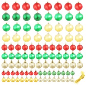 vidaXL Μπάλες Χριστουγεννιάτικες 100 τεμ. Κόκκινες/Χρυσές/Πράσινες