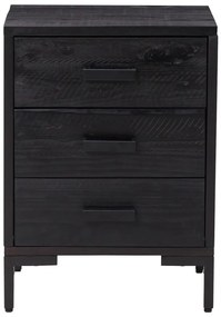 vidaXL Κομοδίνα 2 τεμ. Μαύρα 40 x 30 x 55 εκ. από Μασίφ Ξύλο Πεύκου