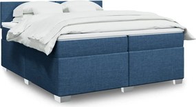 vidaXL Κρεβάτι Boxspring με Στρώμα Μπλε 200x200 εκ. Υφασμάτινο