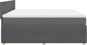 vidaXL Κρεβάτι Boxspring με Στρώμα Σκούρο Γκρι 200x200 εκ. Υφασμάτινο