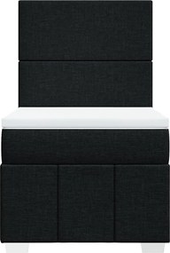 vidaXL Κρεβάτι Boxspring με Στρώμα Μαύρο 90x200 εκ. Υφασμάτινο