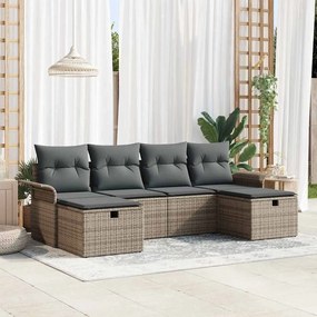 vidaXL Σετ Καναπέ Κήπου 6 pcs Γκρι 251 x 117 x 85 εκ. Πολυ ράταν