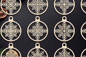 Σετ των 3 Intra απο ξύλο plywood 3mm-4mm πάχος Χριστουγεννιάτικο στολίδι Δίασταση 8x8 cm INTRAFABR-79667398