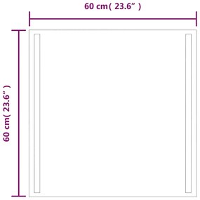 vidaXL Καθρέφτης Μπάνιου με LED 60x60 εκ.