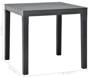 vidaXL Τραπέζι Κήπου Ανθρακί 78 x 78 x 72 εκ. Πλαστικό
