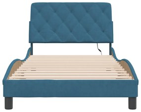 vidaXL Πλαίσιο κρεβατιού με LED χωρίς στρώμα Μπλε 100 x 200 εκ. Βελούδινο