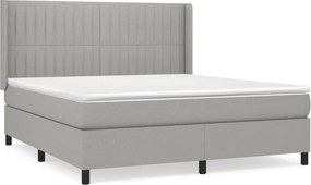 vidaXL Κρεβάτι Boxspring με Στρώμα Ανοιχτό Γκρι 180x200 εκ. Υφασμάτινο