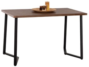 Τραπέζι Τραπεζαρίας Jay HM9531 Με Μεταλλικά Πόδια 120x70x76cm Walnut-Black Mdf,Μέταλλο