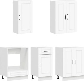vidaXL Μονάδα κουζίνας PORTO 5 pcs Λευκό Επεξεργασμένο Ξύλο
