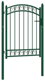 Πόρτα Περίφραξης με Αψιδωτή Κορυφή Πράσινη 100x125 εκ. Ατσάλινη