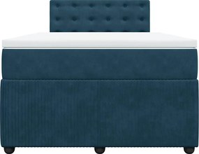 vidaXL Κρεβάτι Boxspring με Στρώμα Μπλε 120x190 εκ. Βελούδινο