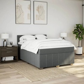 vidaXL Κρεβάτι Boxspring με Στρώμα Σκούρο Γκρι 140x190 εκ. Υφασμάτινο