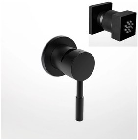 La Torre New Tech Black Matt 12151N-400 Μίκτης Εντοιχισμού 3 Εξόδων με Εκτροπέα+Jet επιτοίχιο Τετράγωνο