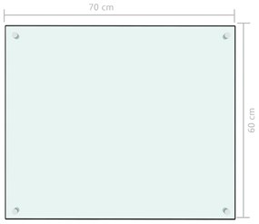 Πλάτη Κουζίνας Λευκή 70 x 60 εκ. από Ψημένο Γυαλί - Λευκό