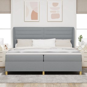 vidaXL Κρεβάτι Box Spring με Στρώμα - Ανοιχτό γκρι, 200x200 εκ., Ύφασμα