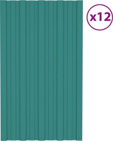 vidaXL Πάνελ οροφής 12 τεμ. Πράσινο 80 x 45 cm Γαλβανισμένος χάλυβας