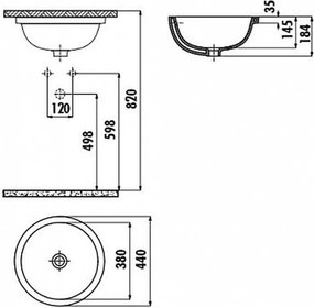 Creavit MA037 - Υποένθετος Νιπτήρας Πορσελάνης Ø44