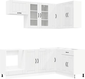 vidaXL Μονάδα κουζίνας LUCCA 8 pcs Γυαλιστερό Λευκό Επεξεργασμένο Ξύλο