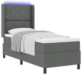 vidaXL Κρεβάτι Box Spring της  με στρώμα & LED Χρωματισμός Σκούρο Γκρι 80x200 εκ. Υφασμάτινο