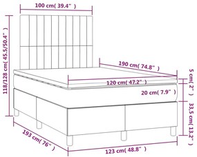 Κρεβάτι Boxspring με Στρώμα Ροζ 120x190 εκ. Βελούδινο - Ροζ