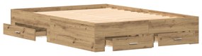 vidaXL Κρεβάτι με Συρτάρια Artisan Oak 135x190 cm Κατασκευασμένη Ξυλεία