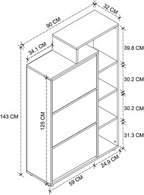 Παπουτσοθήκη Lego Megapap χρώμα pine oak 90x32x143εκ.