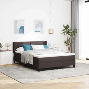 vidaXL Κρεβάτι με ελατήρια Σκούρο Καφέ 140 x 200 cm Ύφασμα και αφρός