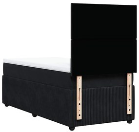 vidaXL Κρεβάτι Boxspring με Στρώμα Μαύρο 90x190 εκ. Βελούδινο