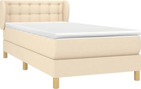vidaXL Κρεβάτι Boxspring με Στρώμα Κρεμ 100 x 200 εκ. Υφασμάτινο