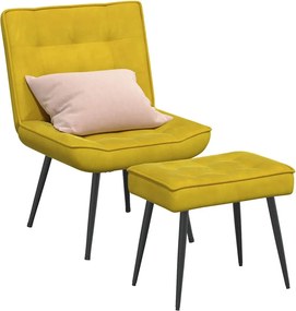 vidaXL Πολυθρόνα Relax Κίτρινη Βελούδινη με Σκαμπό