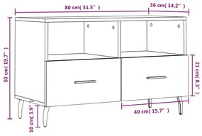 Έπιπλο Τηλεόρασης Καφέ Δρυς 80x36x50 εκ. Επεξ. Ξύλο - Καφέ