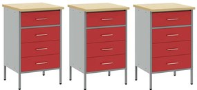 vidaXL Ντουλάπα Εργασίας 3 pcs Κόκκινο και Γκρίζο 150 x 55 x 85 εκ