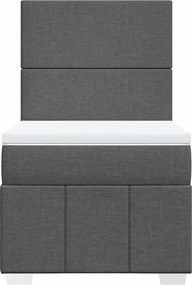 vidaXL Κρεβάτι Boxspring με Στρώμα Σκούρο Γκρι 90x190 εκ. Υφασμάτινο