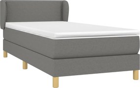 vidaXL Κρεβάτι Boxspring με Στρώμα Σκούρο Γκρι 90x190 εκ. Υφασμάτινο