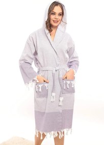 Stewehome διάλεξε unisex μπουρνούζι με κουκούλα γκρι ριγέ 100% βαμβακερό (S/M)