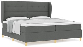 vidaXL Κρεβάτι Box Spring με Στρώμα  Σκούρο Γκρι 200x200 εκ. Υφάσματος