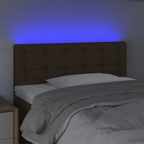 Κεφαλάρι Κρεβατιού LED Σκούρο Καφέ 90x5x78/88 εκ. Υφασμάτινο - Καφέ