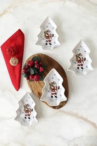 Stewehome Σετ 4 διακοσμητικά Μπολ Σνακ σε Σχήμα Βάρκας με Άγιο Βασίλη Λευκό 17x17 cm