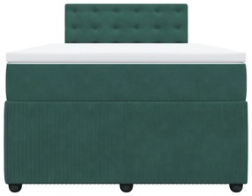 vidaXL Κρεβάτι Boxspring με Στρώμα Σκούρο Πράσινο 120x190εκ. Βελούδινο