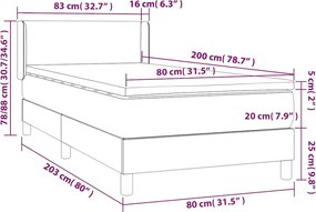 vidaXL Κρεβάτι Boxspring με Στρώμα Μαύρο 80 x 200 εκ. Βελούδινο