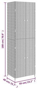 VidaXL Ντουλάπι Αποθήκευσης Κήπου Μαύρο 59x40x180 εκ. από Συνθ. Ρατάν